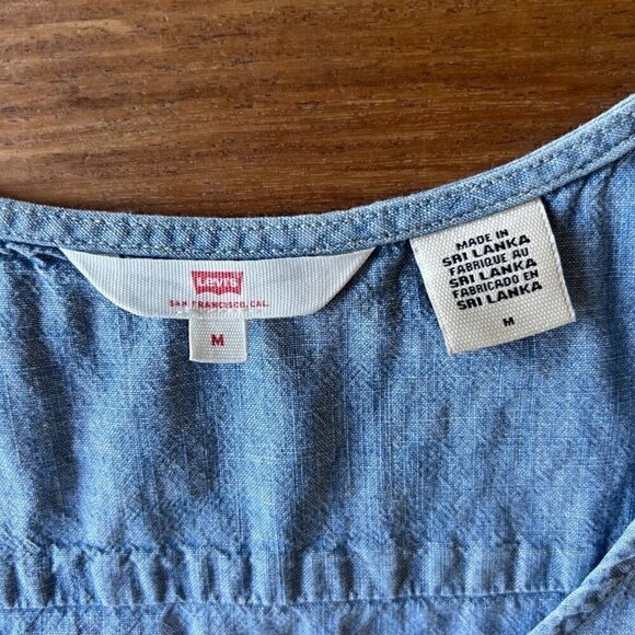Levi’s Shelby Blue Chambray Button Front Tank Top Romper - Picture 5 of 10